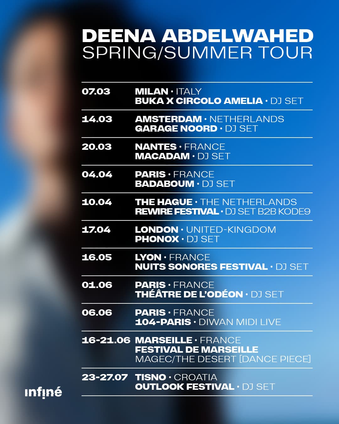 Deena Abdelwahed - Tour dates